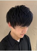 束間ワイルドアップバングトランクスヘアくせ毛風パーマ