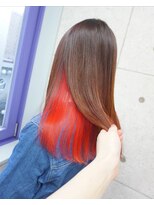 ヘアテリア リュウ 大塚(hair teria ryu) インナーレッド×ピンクブラウン/ブリーチ1回ベース