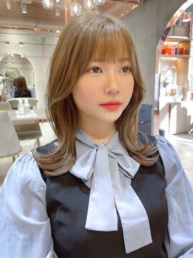 ロンド エスポワール 錦糸町(Lond espoir) 黒髪レイヤーロンググレーベージュ前髪パーマ【韓国ヘア鈴木颯】