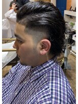 アメラボ 平針店(AmeLab)&nbsp;【オールバックパーマ】ナチュラルフェード　ミディアムパーマ