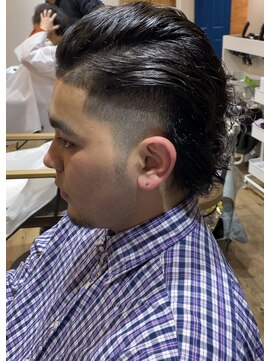 アメラボ 平針店(AmeLab) 【オールバックパーマ】ナチュラルフェード　ミディアムパーマ