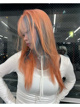 ランテルディ 渋谷(LANTERDIT) ペールブルー ペールオレンジ デザインカラー レイヤーカット