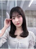 美髪韓国レイヤーイメチェン似合わせチェリーブラウンミニウルフ