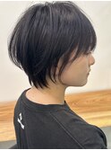 小顔カットショートボブ大人可愛いアッシュオリーブ