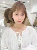 くびれヘアアプリコットオレンジ夏ヘアハイライトカラー        