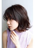 ナチュラルボブくびれヘアアプリコットオレンジ20代30代40代50代