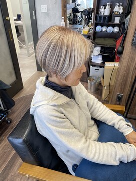 【白髪活かしバレイヤージュ】ブリーチなし/個室美容室/今泉