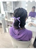 編み込みハーフアップ