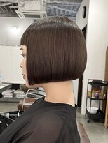 カーフ アオゾラヘアー 光の森2号店(calf AOZORA HAIR) ぱっつんショートバング ミニボブ ブラウン スタイリング簡単