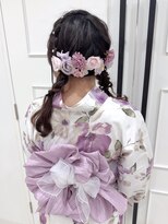 プティクローシェ バイ クオーレ(petite cloche by CUORE) 【浴衣ヘア】ツイン編み下ろし 髪の毛リボン