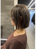 【20代30代40代/ボブ/ショートボブ/レイヤーカット/白髪ぼかし】