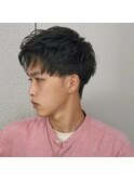 ツーブロック×ワイルドアップバング