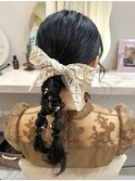 セミロング編み下ろしツイン♪リボンアレンジ