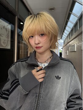 ハイプ(HYPE) ダブルカラー＆ブリーチ/レイヤーボブ/ブロンドベージュ/