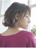 立体カラーと波巻きMIXで飽きないゆるふわパーマ