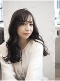 ゆる巻きセミロング×ダークアッシュ