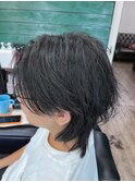 ハイライト、インディゴ、ウルフカット