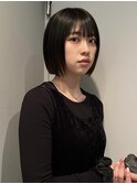 髪質改善ストレートで切りぱなしボブ