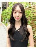 20代30代40代◎前髪パーマ韓国風巻きくすみベージュお団子ヘア