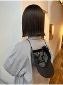 ミディアム 切りっぱなしボブ 透明感カラー 髪質改善 20代30代