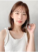 アプリコットオレンジイメチェン外ハネボブくびれヘアa