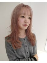 ディーン ジュスィ 栄店(DEAN JECY)&nbsp;ブリーチ2回のピンクベージュ×レイヤースタイル