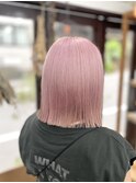 ペールピンク/ハイトーンピンク/ピンクベージュ/ボブヘア/恵比寿