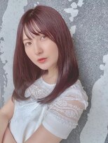 前髪/くびれ/イヤリングカラー/韓国/ラベンダーカラー