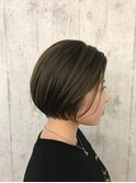 韓国ヘア/マロンベージュ/シースルーバング/くびれミディ