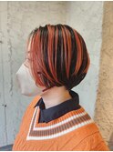 【新宿】前下がりショートボブ　ハイライトカラー　20代30代40代