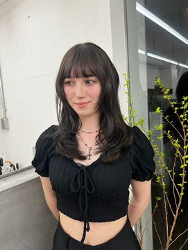 ノク 渋谷(nok) オリーブベージュレイヤーカットウェットヘア