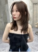 韓国ヘアーハッシュカットレイヤーカットグレージュブリーチ無し
