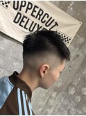 スパイキーショートブルーブラックフェザーパーマサーフカールR