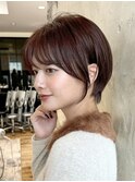 「岩田莉奈」40代50代に人気の似合わせ丸みショートボブ　新宿