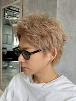 ルイス(L'wis)&nbsp;メンズショートミルクティベージュニュアンスピンパーマ