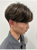 メンズマッシュセンターパートスパイラルパーマニュアンスパーマ
