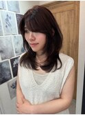 大分ハッシュカット胸上鎖骨下ミディアムレイヤースタイルかるめ