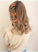 推し色リボン編みたらしヘアメ 【CERCA新宿/新宿西口】