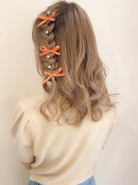 セルカ 新宿(CERCA) 推し色リボン編みたらしヘアメ 【CERCA新宿/新宿西口】