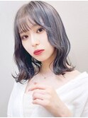 イメチェン小顔前髪外ハネボブ大人可愛いアッシュグレー