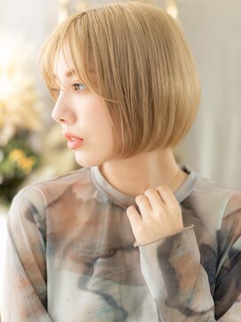 カバーヘア イヴ 戸頭店(COVER HAIR EVE) 外国人風ハイトーンカラー丸みショートボブa戸頭20代30代40代!