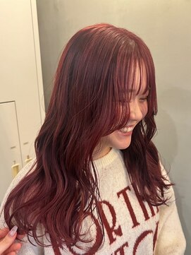 エンター 天神店(ENTER) 透明感カラー/チェリーレッド/レイヤーロング/ENTER 天神店