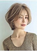 ミセスショートボブ白髪ぼかし脱白髪染め40代50代60代♪