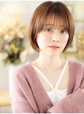 ミルクティーピンクブリーチなし小顔丸みボブショート30代上尾c9