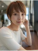 小顔ショート/似合わせカット/ミルクティーベージュ/髪質改善