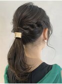 簡単アレンジ　ボブミディアム　ねじりアレンジ
