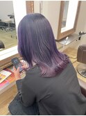 ハイトーンカラー！バイオレットグレージュのミディアムヘア