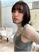こっくり秋色艶カラー/顔周りレイヤーボブ