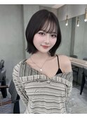 チャコール/黒髪/ブリーチなしレイヤーカット小顔顔周り韓国札幌