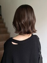 サンク 原宿 表参道(cinq)&nbsp;切りっぱなしボブヘーゼルベージュボブブラウンカラー前髪なし